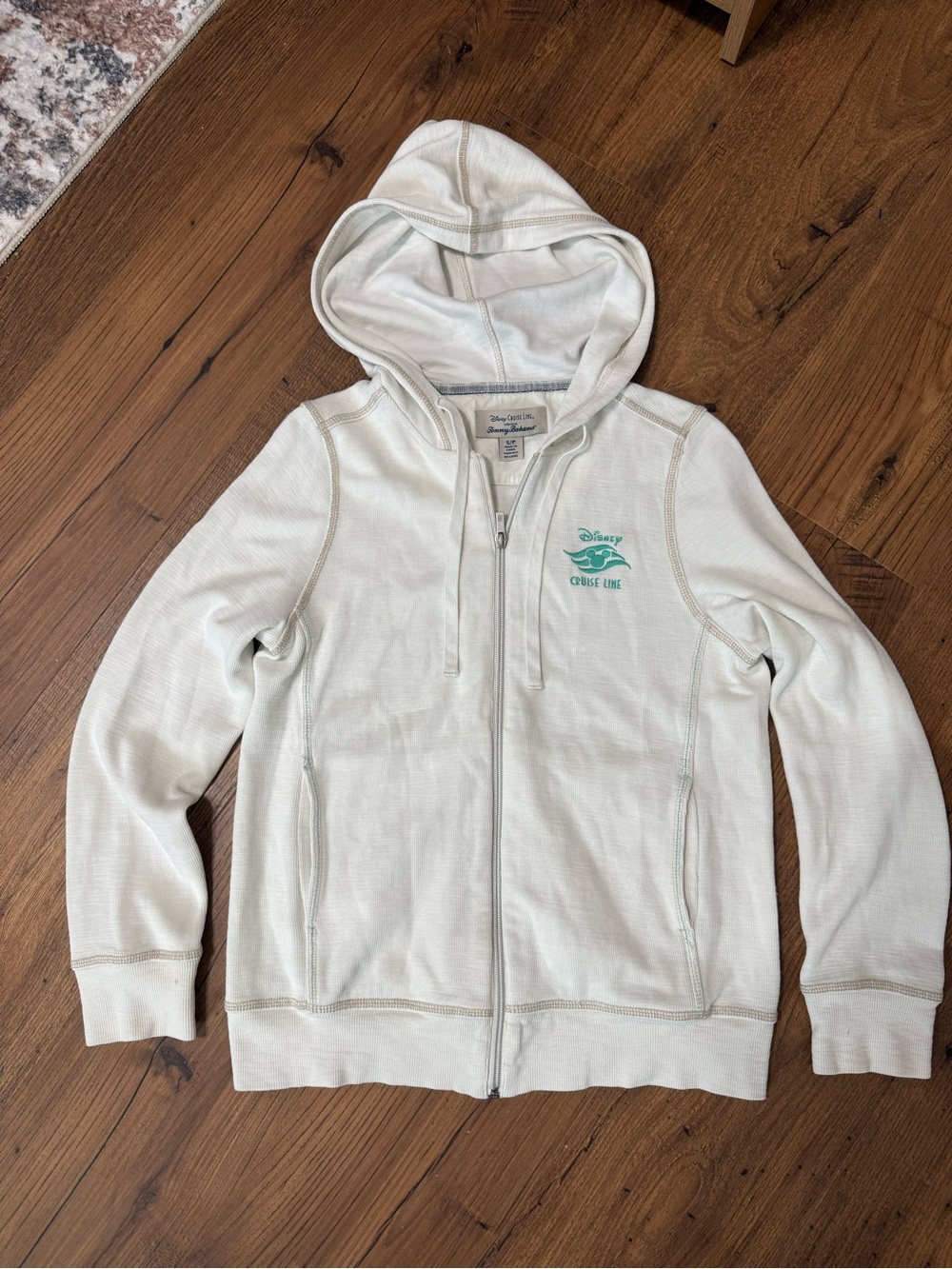 Tommy Bahama X Disney Cruise Line Women's Light Cream Zip-Up Hoodie size S